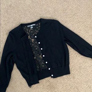 Karl Lagerfeld Paris Black Lace Cardigan